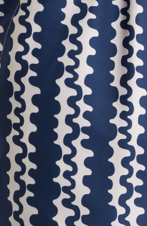 Oas Blue Scribble Relaxed Fit Swim Trunks In Blue
