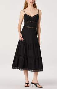 ASTR the Label Berenice Lace Detail Tiered Cotton Dress