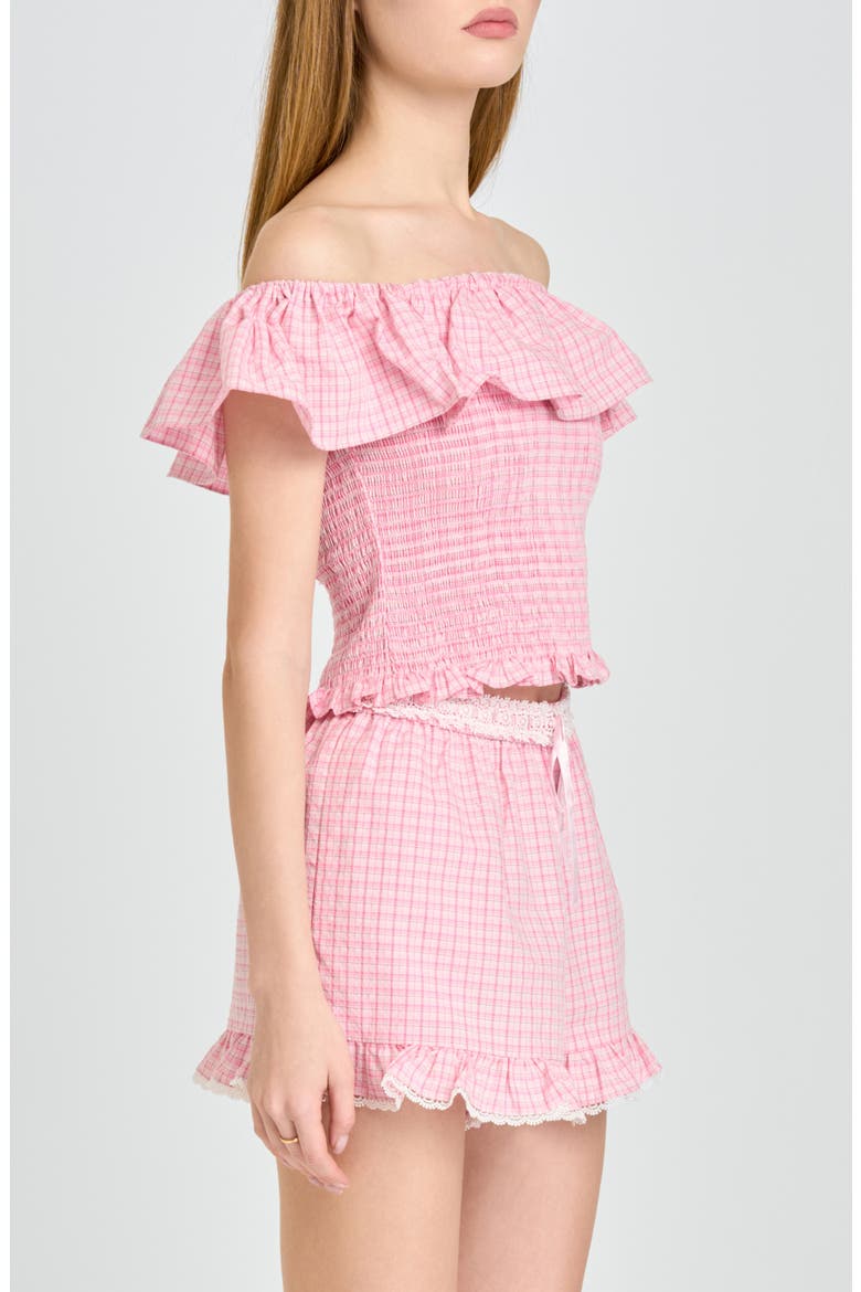 Delilah Shirred Off the Shoulder Top, Alternate, color, PINK