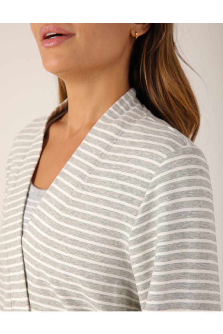 Cloud Fleece Robe, Alternate, color, Heather Grey/White Stripe Robe