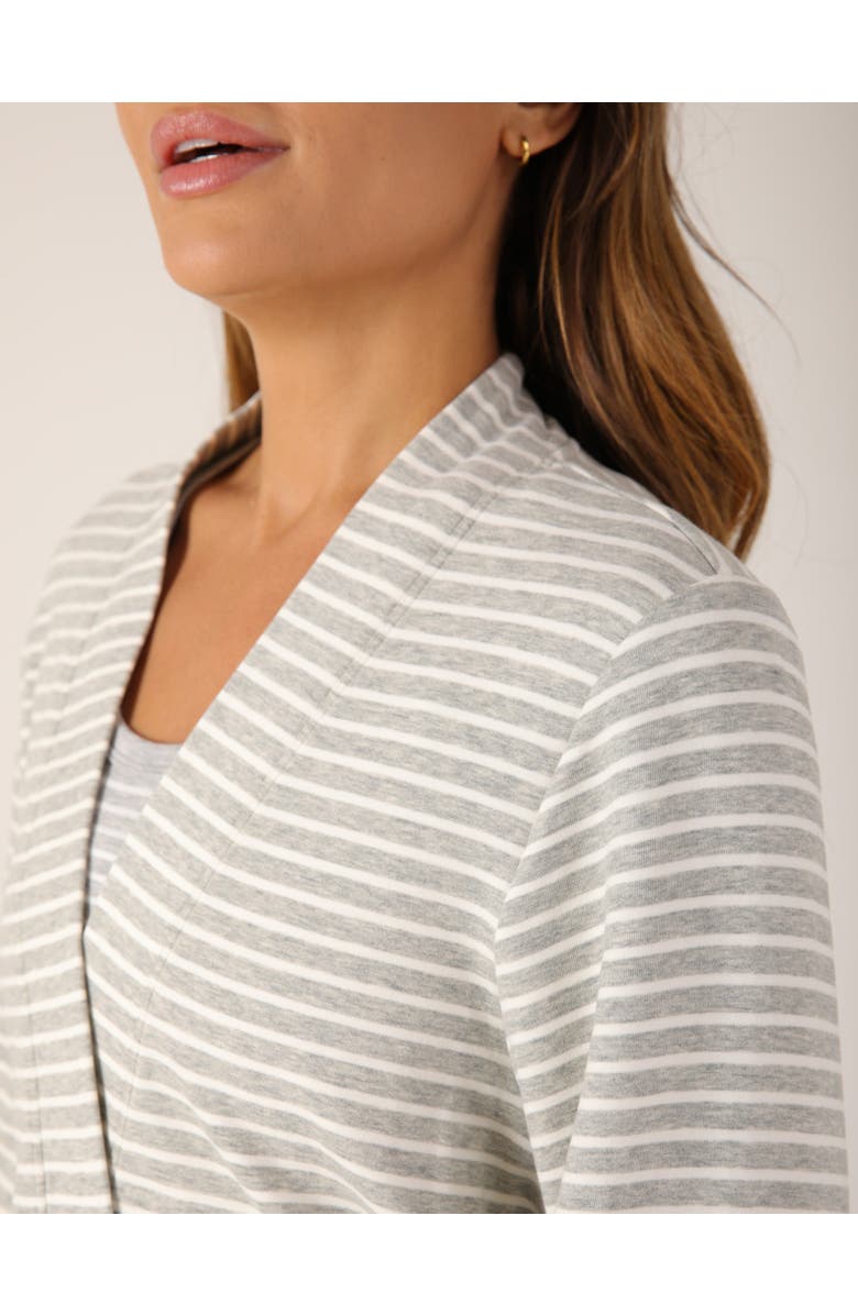 SoftFlex Cloud Fleece Robe, Alternate, color, Heather Grey/White Stripe Robe