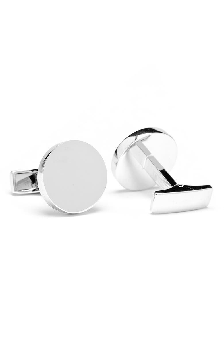 Cufflinks, Inc. Round Sterling Silver Engravable Cuff Links, Alternate, color, Silver