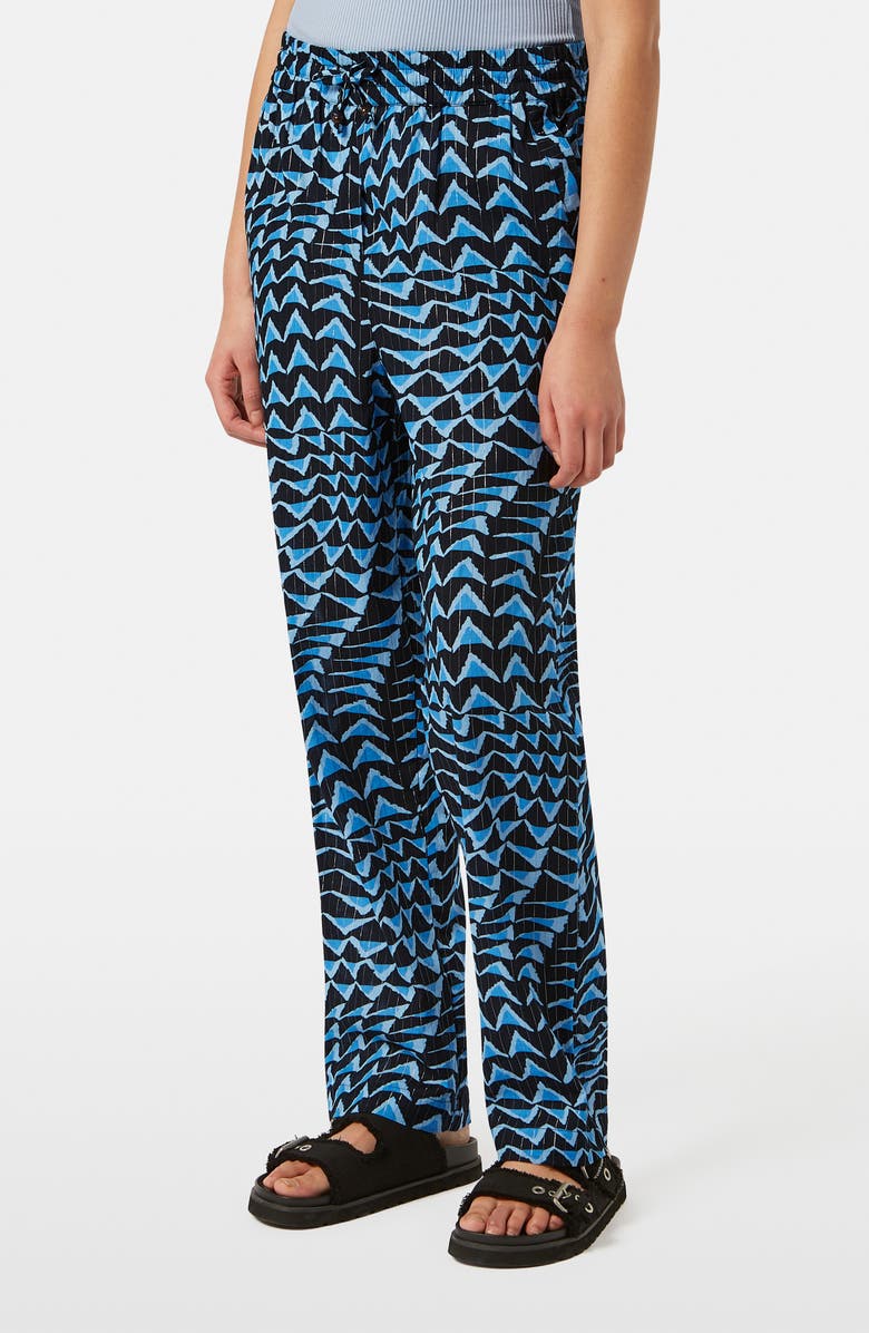 Scotch & Soda Metallic Stripe Print Cotton Blend Pull-On Pants, Alternate, color, House Of Mirrors Blue