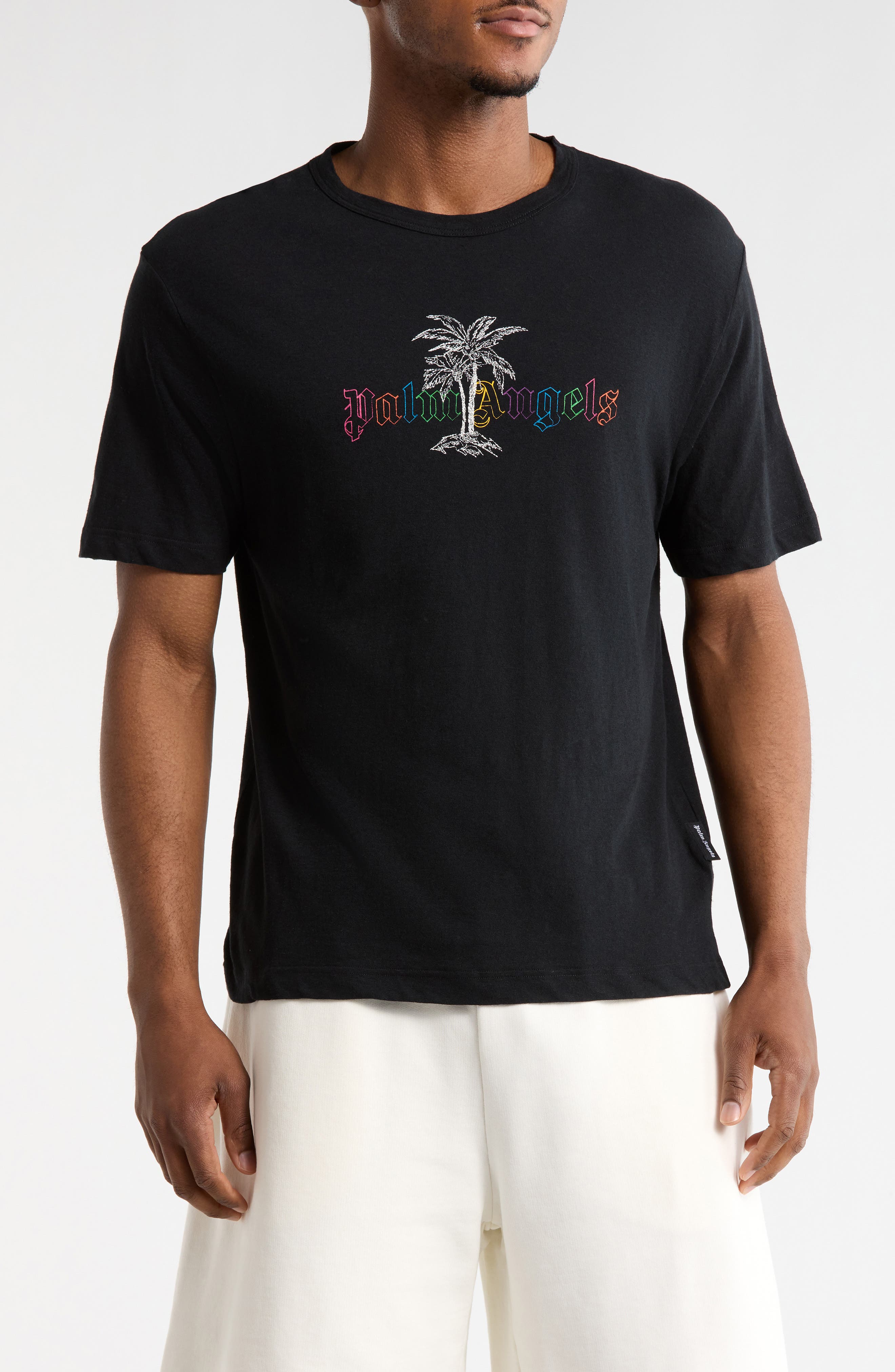 Palm Angels Logo Cotton & Linen T-Shirt