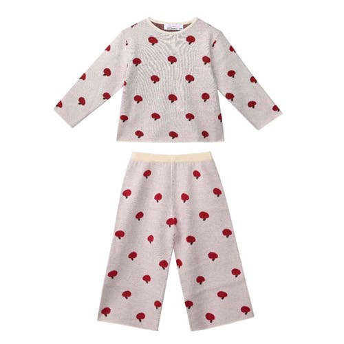 Sweet Cactus Babies'  Apple Knit Outfit Set In Neutral