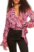 Ramy Brook Melody Floral Print Ruffle Cuff Blouse