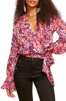 Ramy Brook Melody Floral Print Ruffle Cuff Blouse