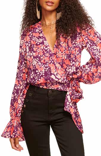 Ramy Brook Melody Floral Print Ruffle Cuff Blouse