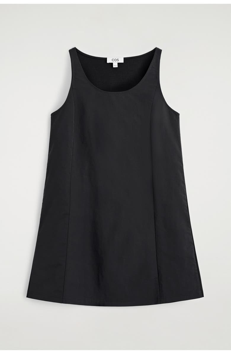 COS Jersey-panelled Nylon Mini Dress, Alternate, color, Black