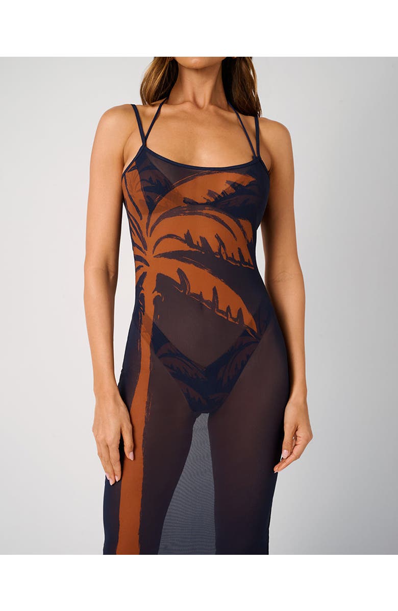 WeWoreWhat Mesh Scoop Maxi Slip Dress, Alternate, color, Mid Blue/Clay