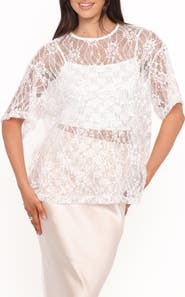 Petal & Pup Yonder Oversize Check Sequin Floral Lace Top