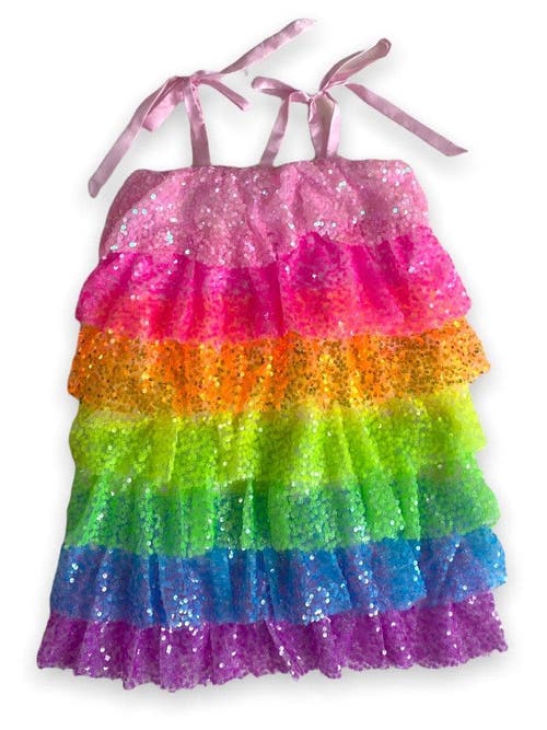 Lola + The Boys Neon Sequin Ruffle Dress In Multi