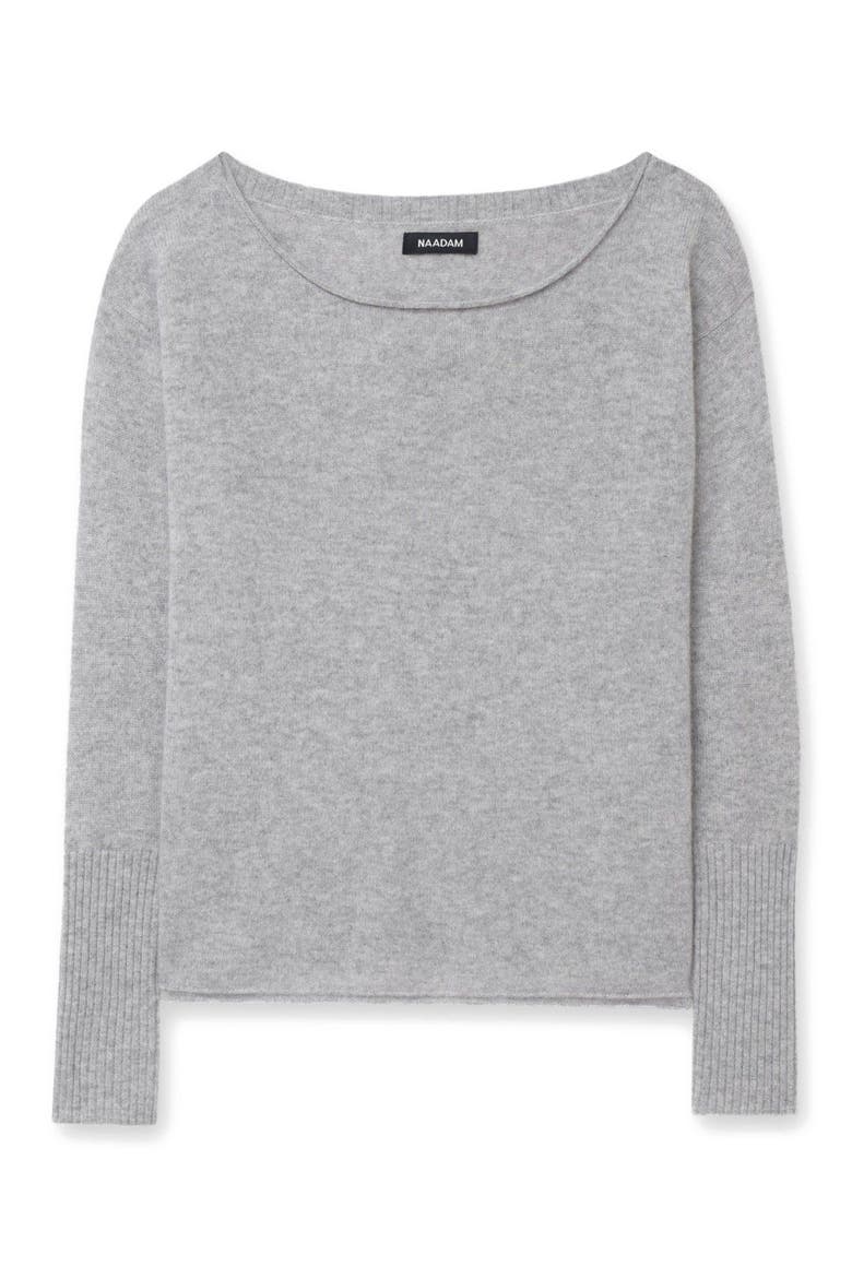 Lightweight Cashmere Boatneck Sweater, Alternate, color, Cement