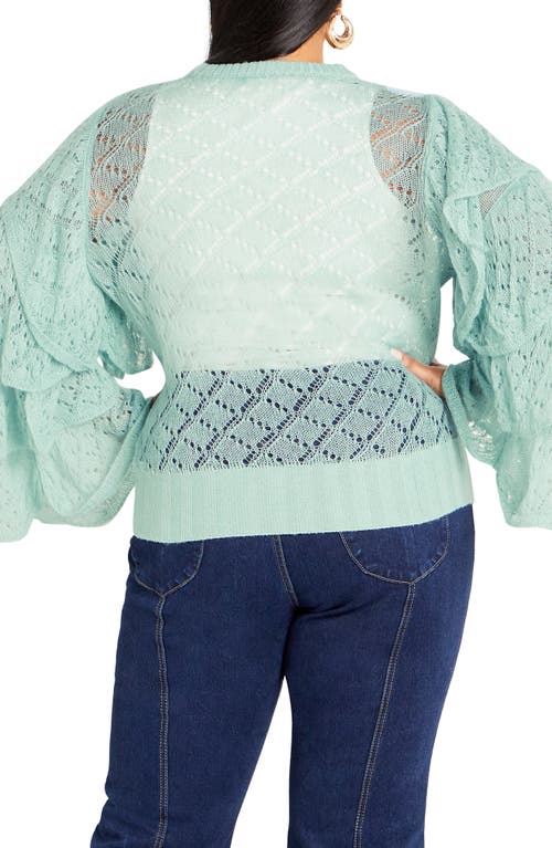 City Chic Carolina Pointelle Sweater In Green