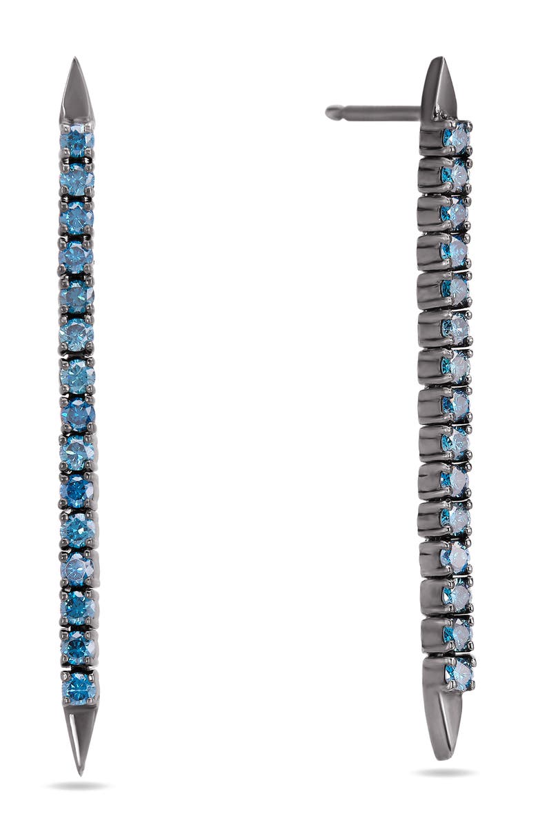 LANA 14K Black Gold Blue Diamond Tennis Earrings, Main, color, Black Gold