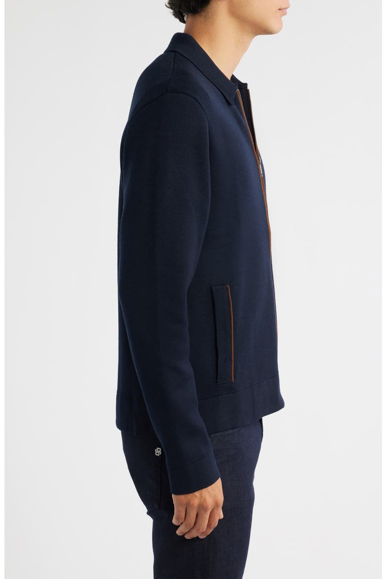 Collared Zip-Up Cardigan, Alternate, color, NAVY
