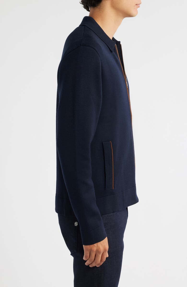 34 Heritage Collared Zip-Up Cardigan, Alternate, color, Navy