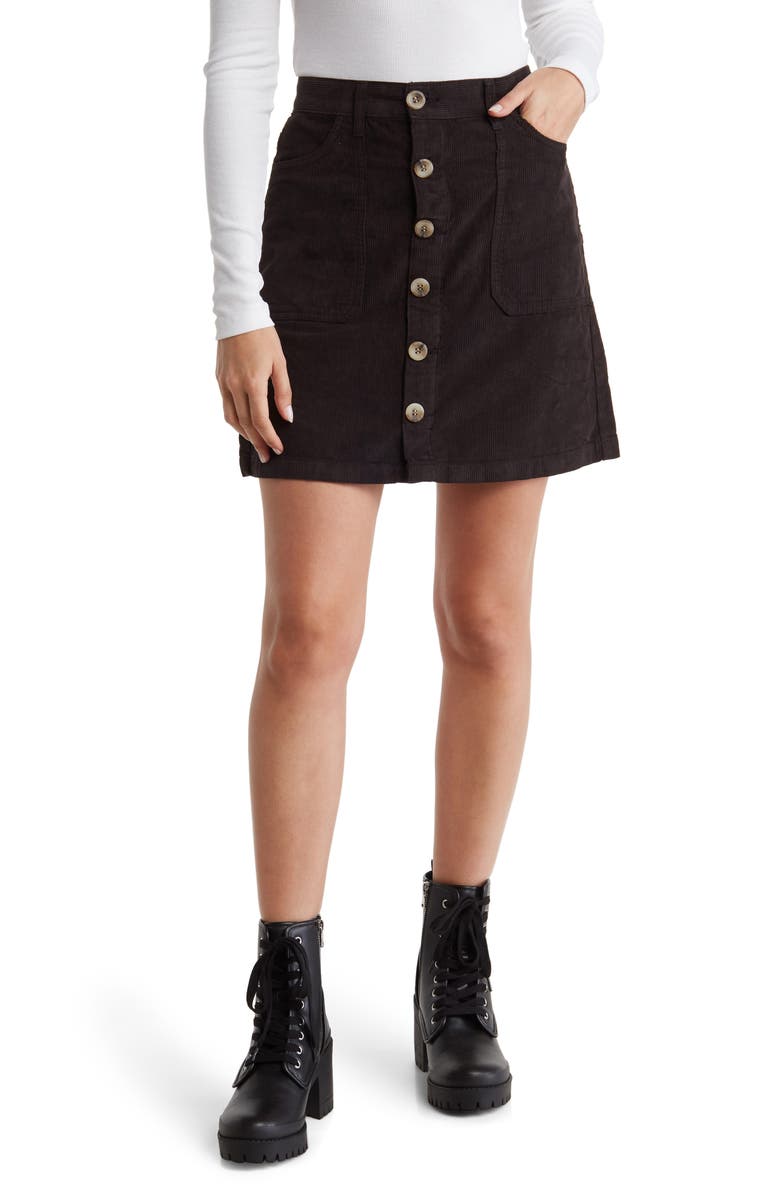 Kensie High Waist Button-Down Miniskirt, Main, color,