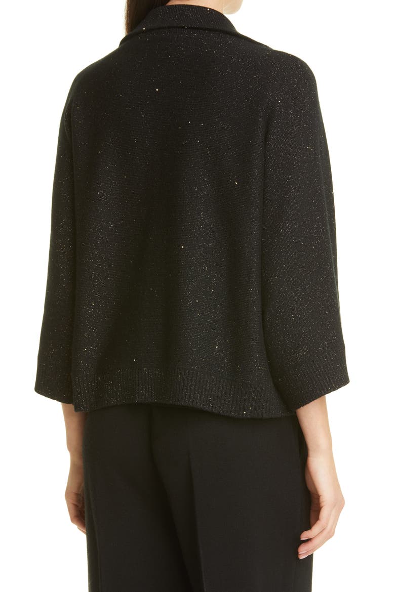 Zip Front Metallic Cashmere & Silk Blend Sweater Cape, Alternate, color, BLACK MULTI