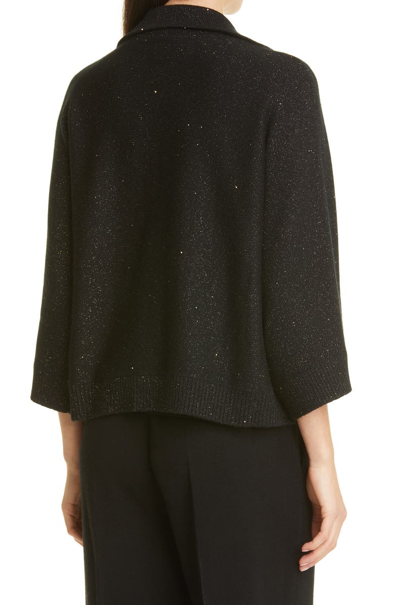 Lafayette 148 New York Zip Front Metallic Cashmere & Silk Blend Sweater Cape, Alternate, color, 