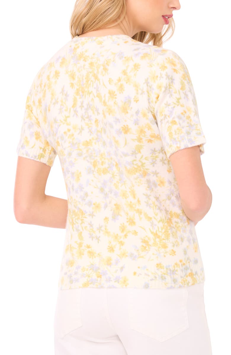 Halogen<sup>®</sup> Floral Print Short Sleeve Sweater, Alternate, color, New Ivory
