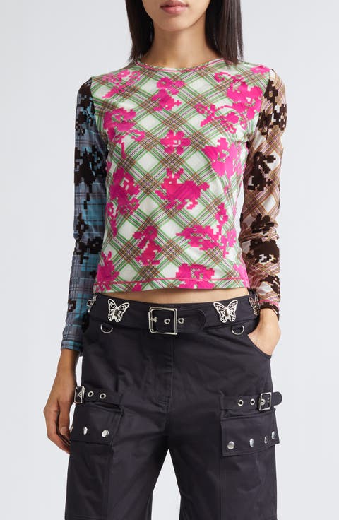 Pixel Bunny Flocked Mesh Top