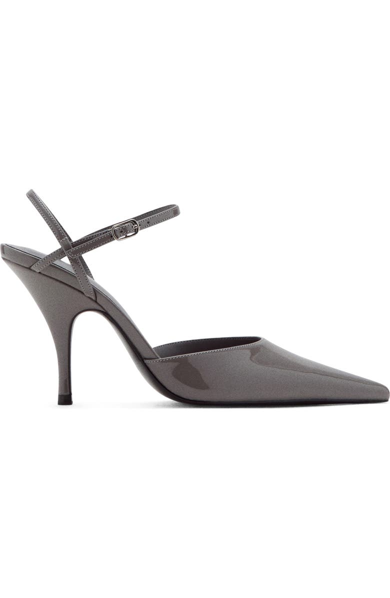 MANGO Ankle Strap Pointed Toe Slingback Pump, Alternate, color, Grey