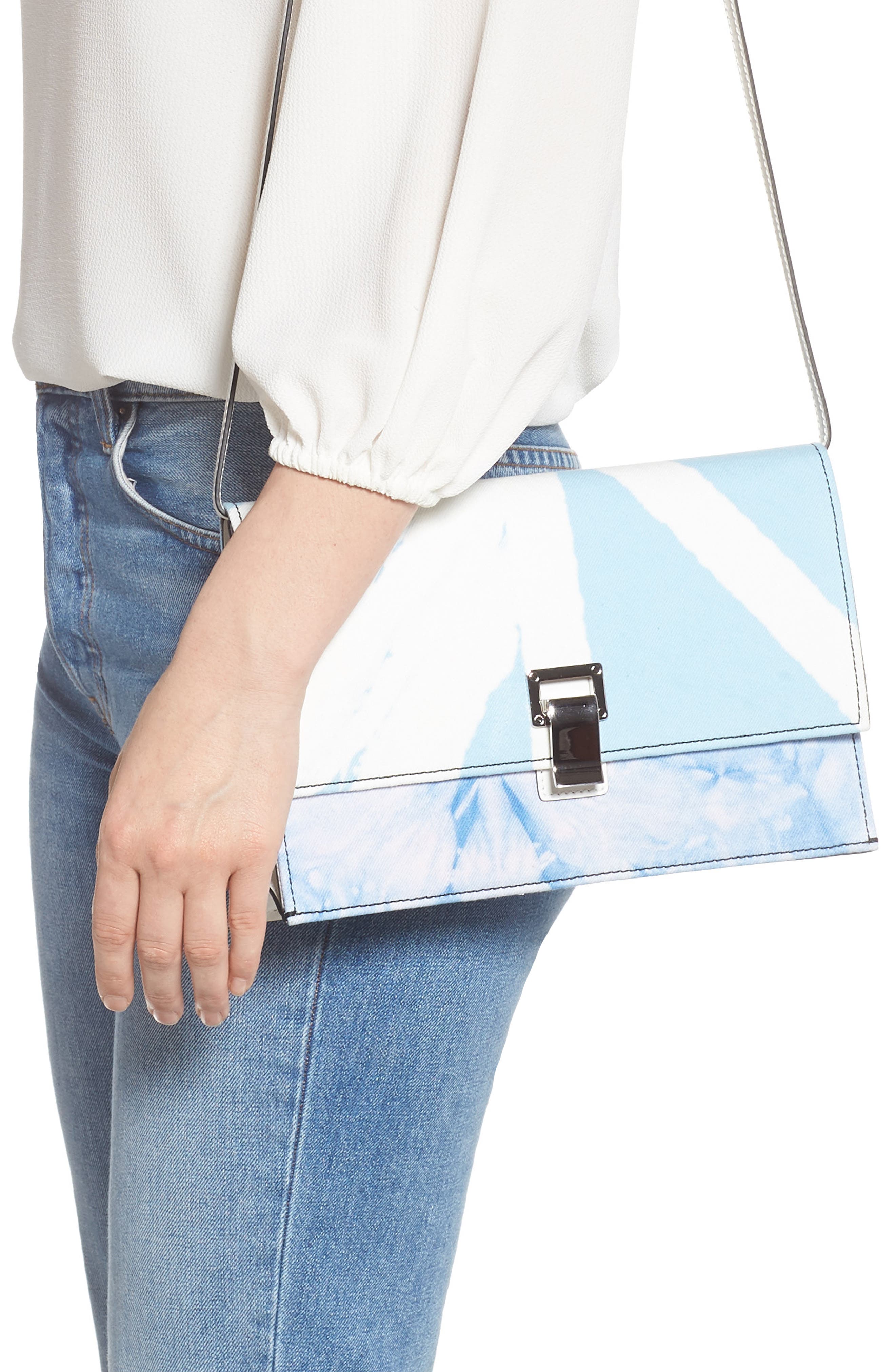 Proenza Schouler Small Lunch Bag Tie Dye Denim Shoulder Bag, Alternate, color, 