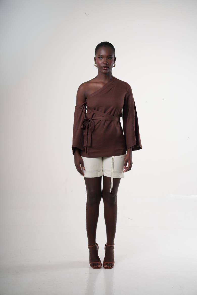 Cacao Convertible One-shoulder Blouse, Alternate, color, Cocoa Brown