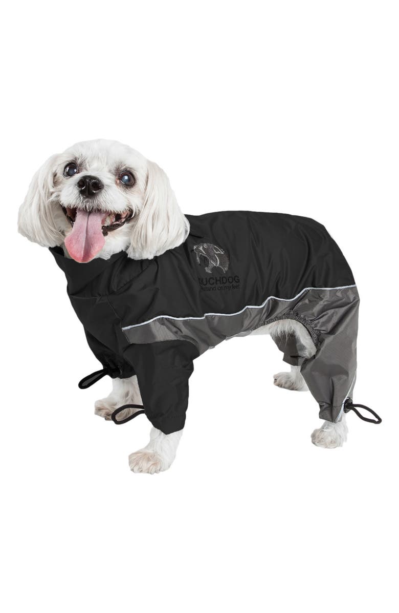 PET LIFE Touchdog Quantum-Ice Full-Bodied Adjustable and 3M Reflective Dog Jacket, Alternate, color, Black And Grey