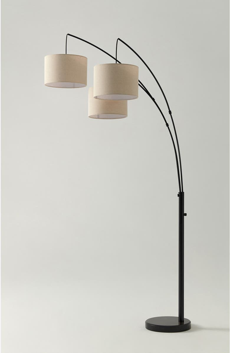 Brightech Trilage 84" Adjustable Tall LED Floor Lamp with 3 Fabric Drum Shades, Bulbs Included, Main, color, Classic Black