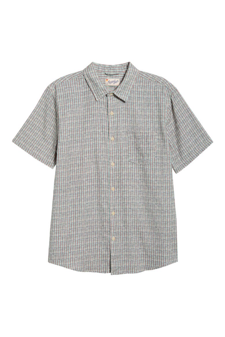 Classic Short Sleeve Stretch Cotton Selvage Button-Up Shirt, Alternate, color, GREEN MATCHSTICK PRINT