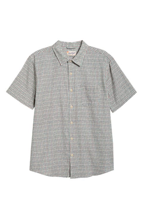 Classic Short Sleeve Stretch Cotton Selvage Button-Up Shirt