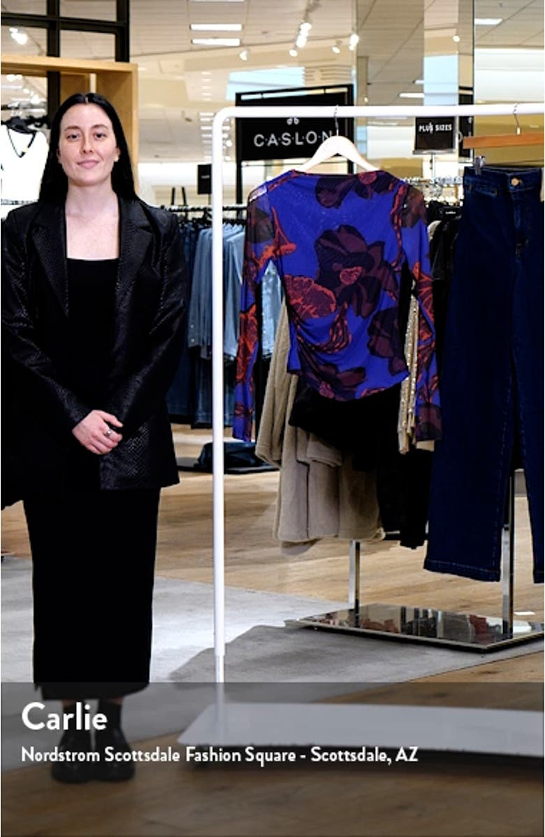 Remy Floral Print Ruched Mesh Top, sales video thumbnail