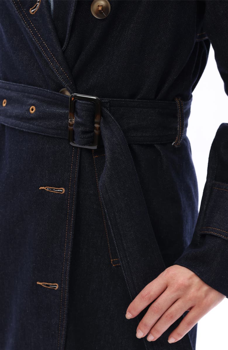 Bayeas Double Breasted Denim Trench Coat, Alternate, color, Dark Blue