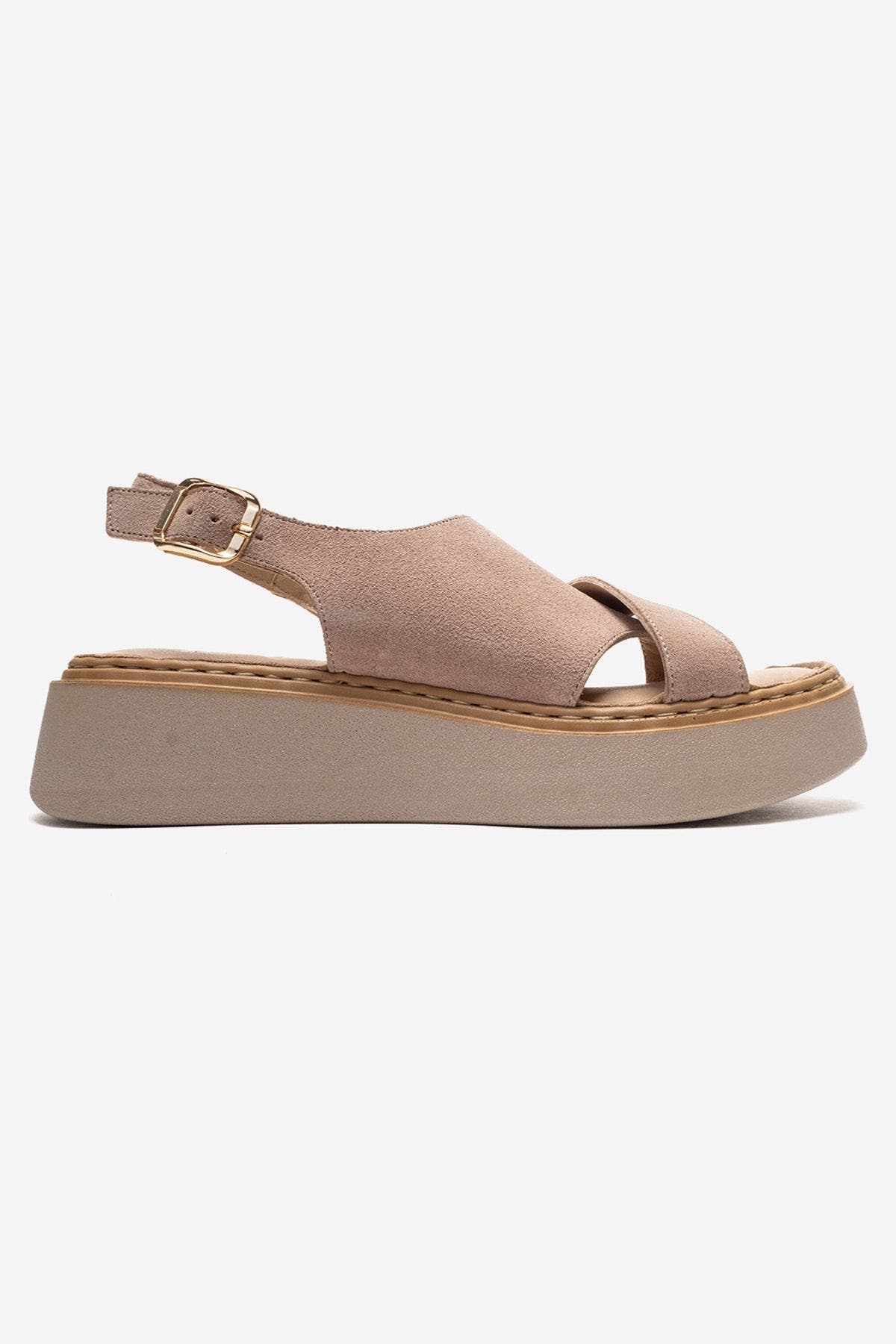 Vien Leather Platform Sandal, Alternate, color, Beige Suede