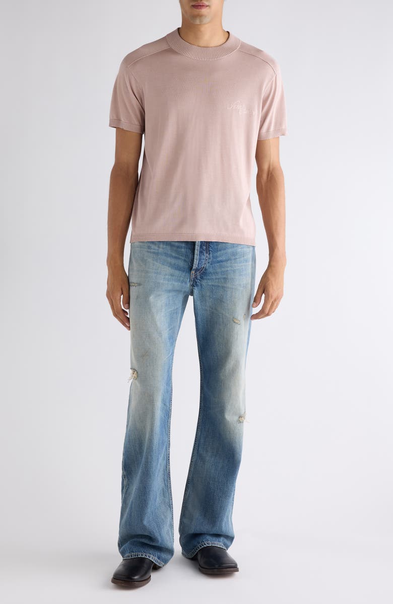 Acne Studios Kyotini Silk Short Sleeve Knit Top, Alternate, color, Light Pink