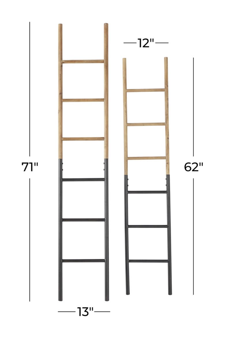 Brown Metal Industrial Ladder - Set of 2, Alternate, color, BROWN