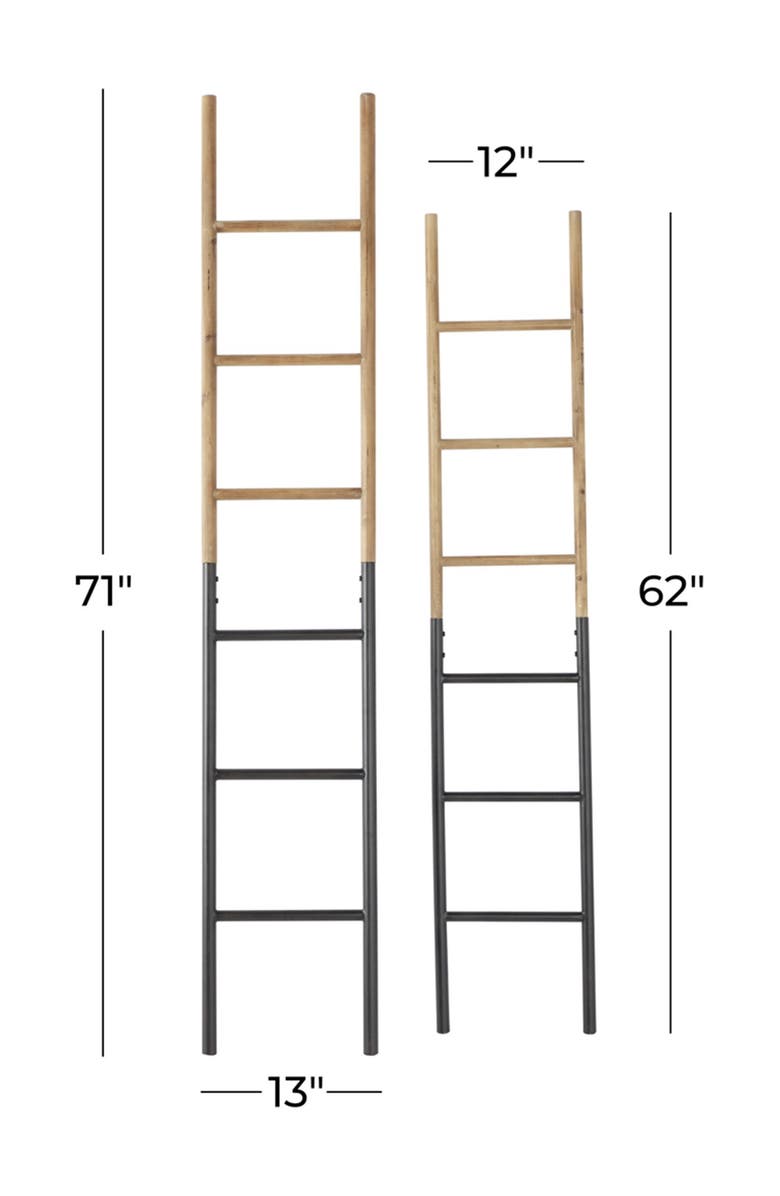 GINGER BIRCH STUDIO Brown Metal Industrial Ladder - Set of 2, Alternate, color, Brown