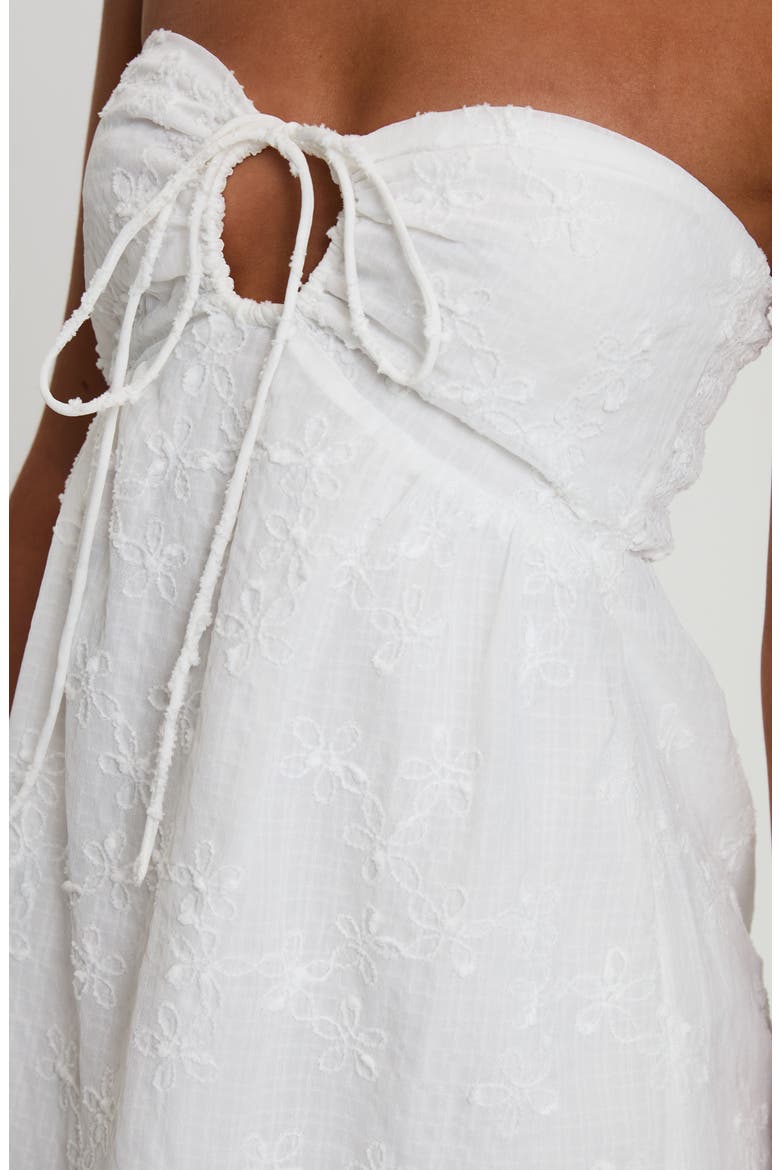 Rosenberg Strapless Jacquard Babydoll Minidress, Alternate, color, WHITE