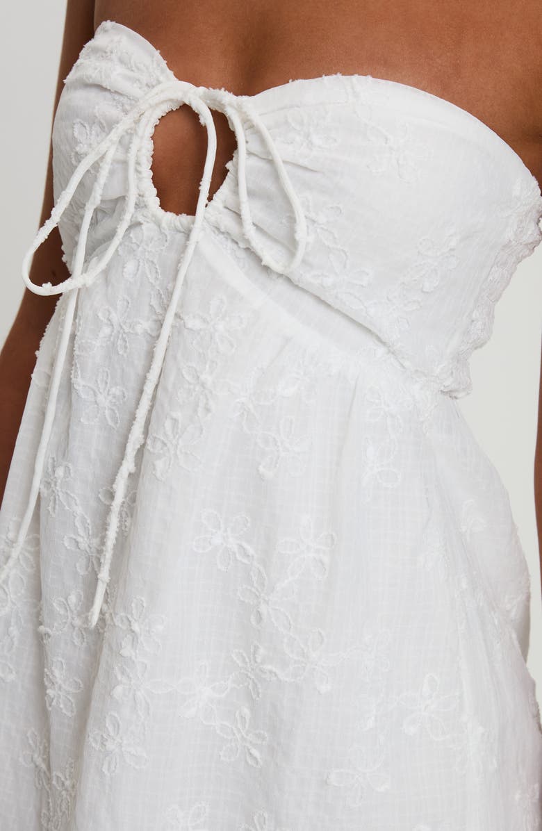 Princess Polly Rosenberg Strapless Jacquard Babydoll Minidress, Alternate, color, White