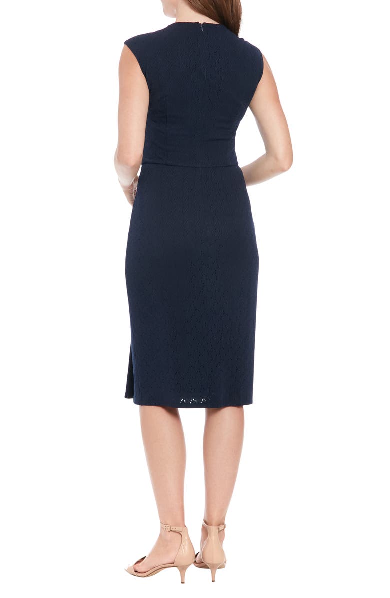 London Times Sleeveless Twisted Waist Midi Dress, Alternate, color, 