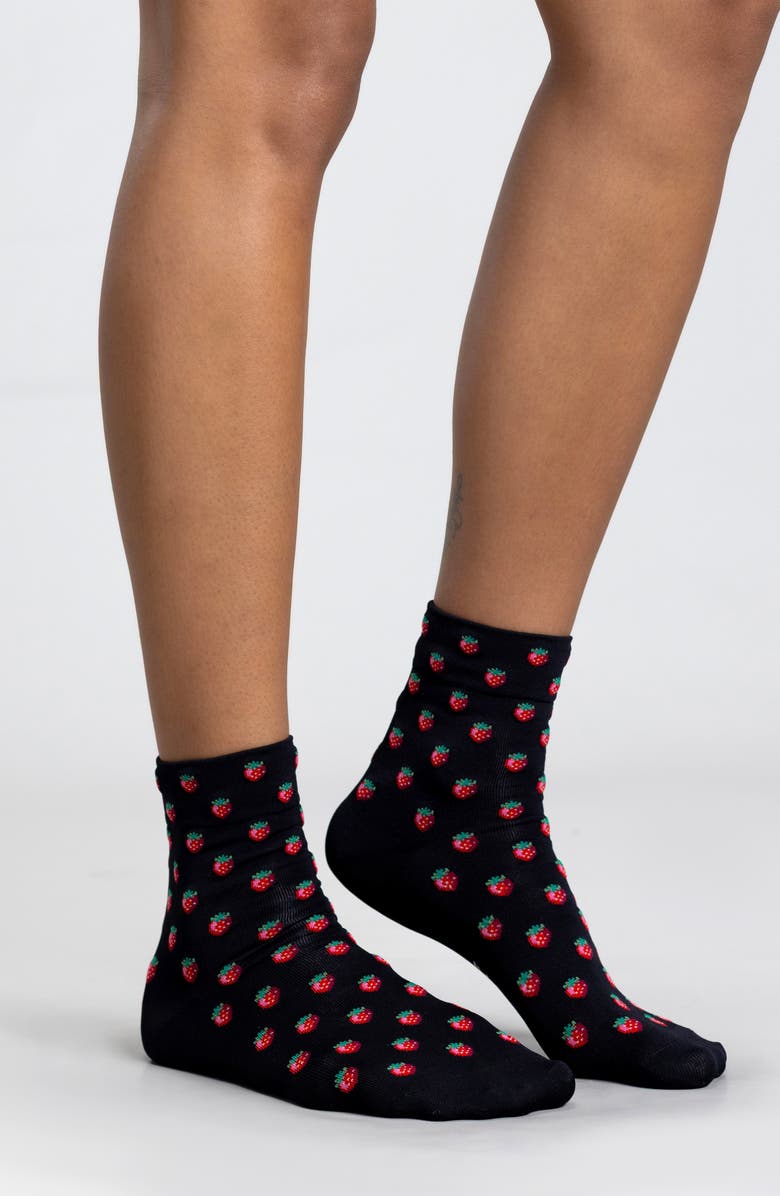 K Bell Socks Strawberry & Lips Assorted 2-Pack Quarter Socks, Alternate, color, 