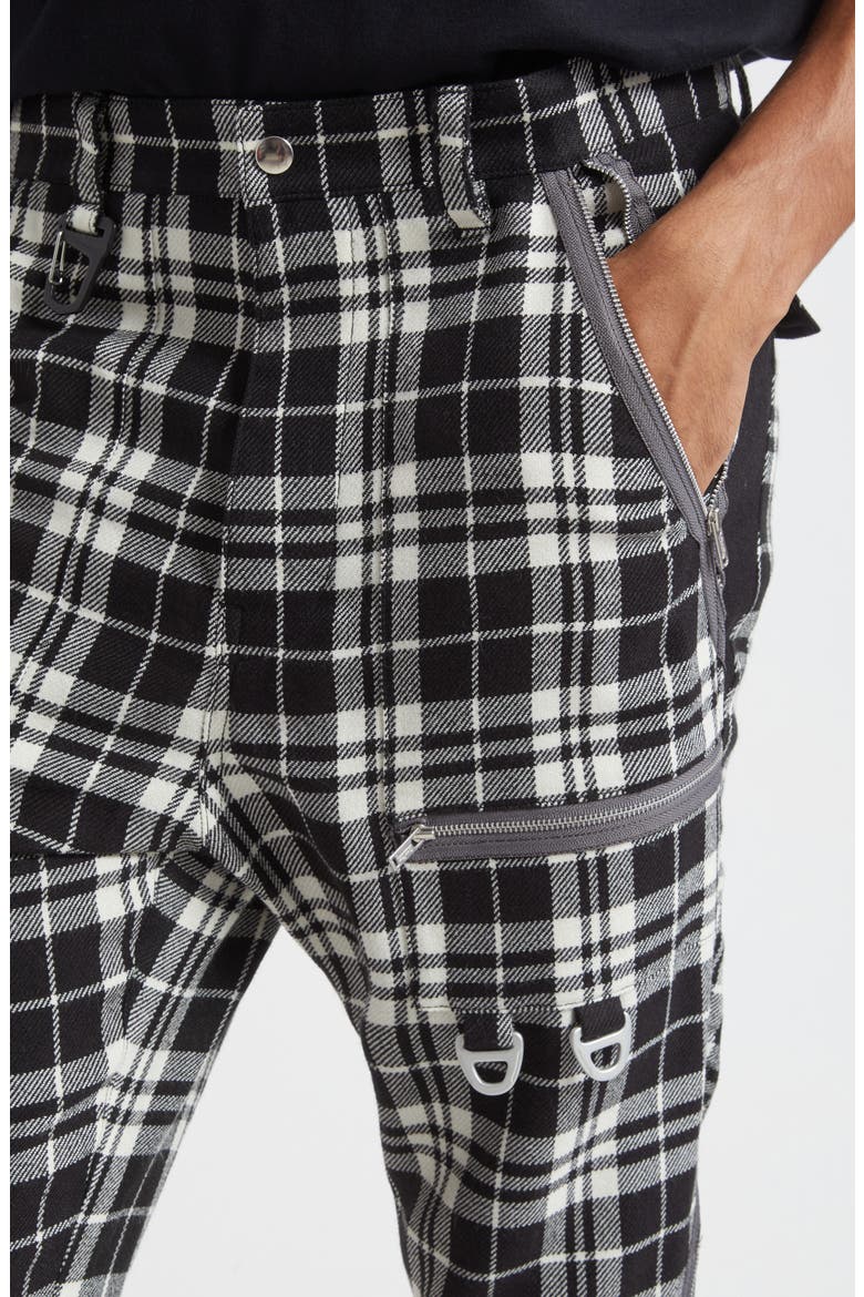 Plaid Cargo Pants, Alternate, color, BLACK/ WHITE