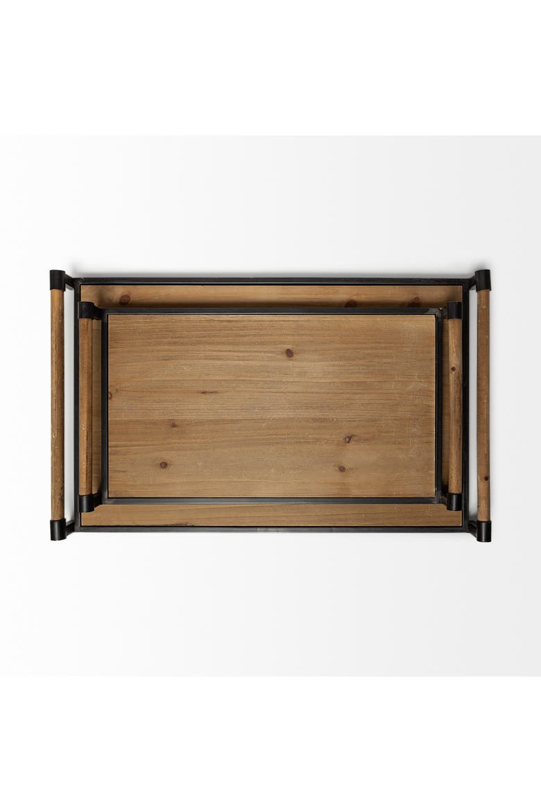 Benson Set of 2 Metal Trays, Alternate, color, Brown