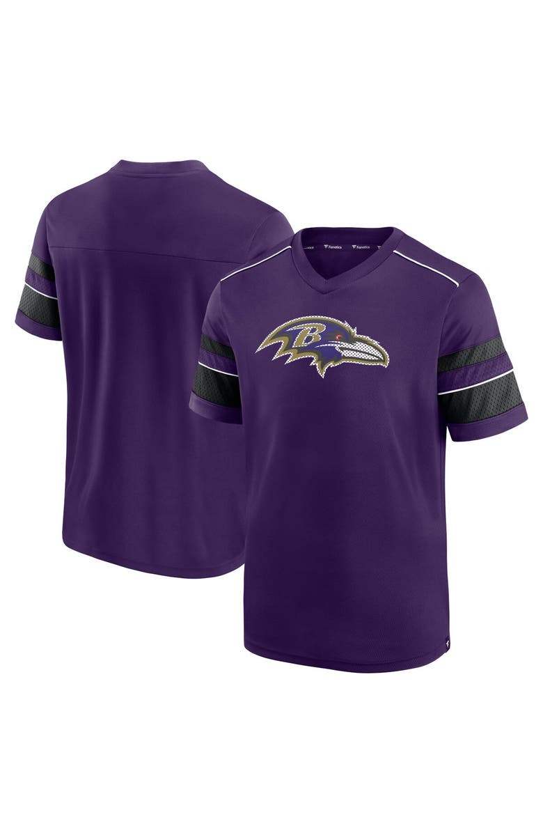 FANATICS Men's Fanatics Branded Purple Baltimore Ravens Textured Hashmark V-Neck T-Shirt, Main, color, Purple