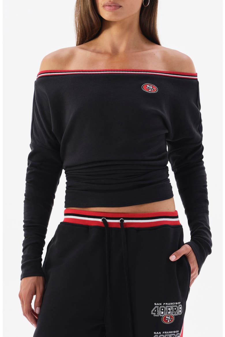 Off the Shouldered Long Sleeve Top, Main, color, BLACK