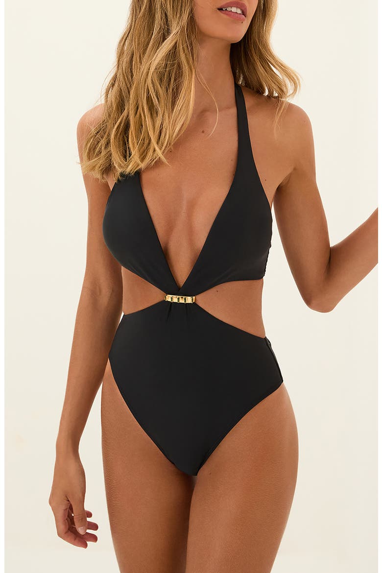 Bessie Cutout One-Piece Swimsuit, Main, color, BLACK