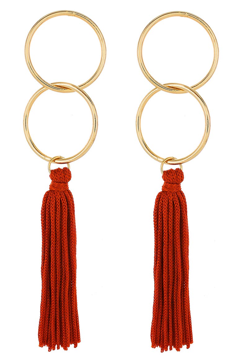 Circle Tassel Earrings, Main, color, RED