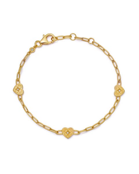 Gold Biography Heart Station Bracelet